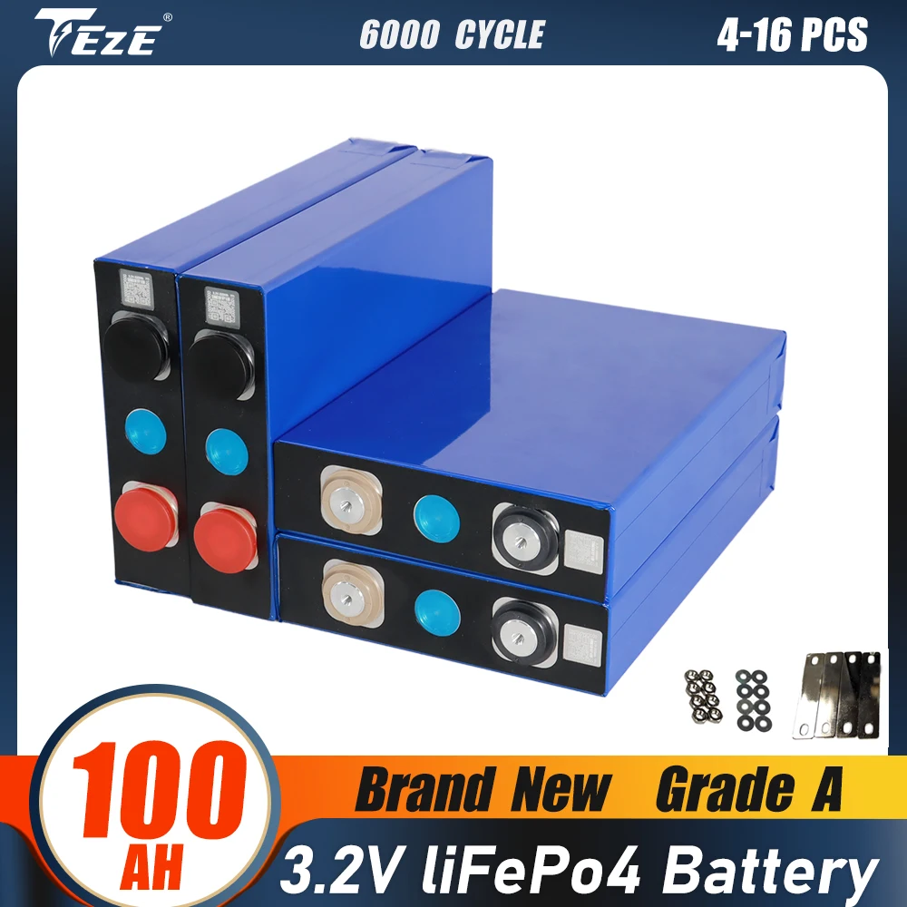 Batteria 3.2V 100Ah Lifepo4 Nuovissima Cella Ricaricabile Al Litio Lron Fosfato 100Ah 12V 24V 48V Per Sistema Solare Rv Eu Tax Free