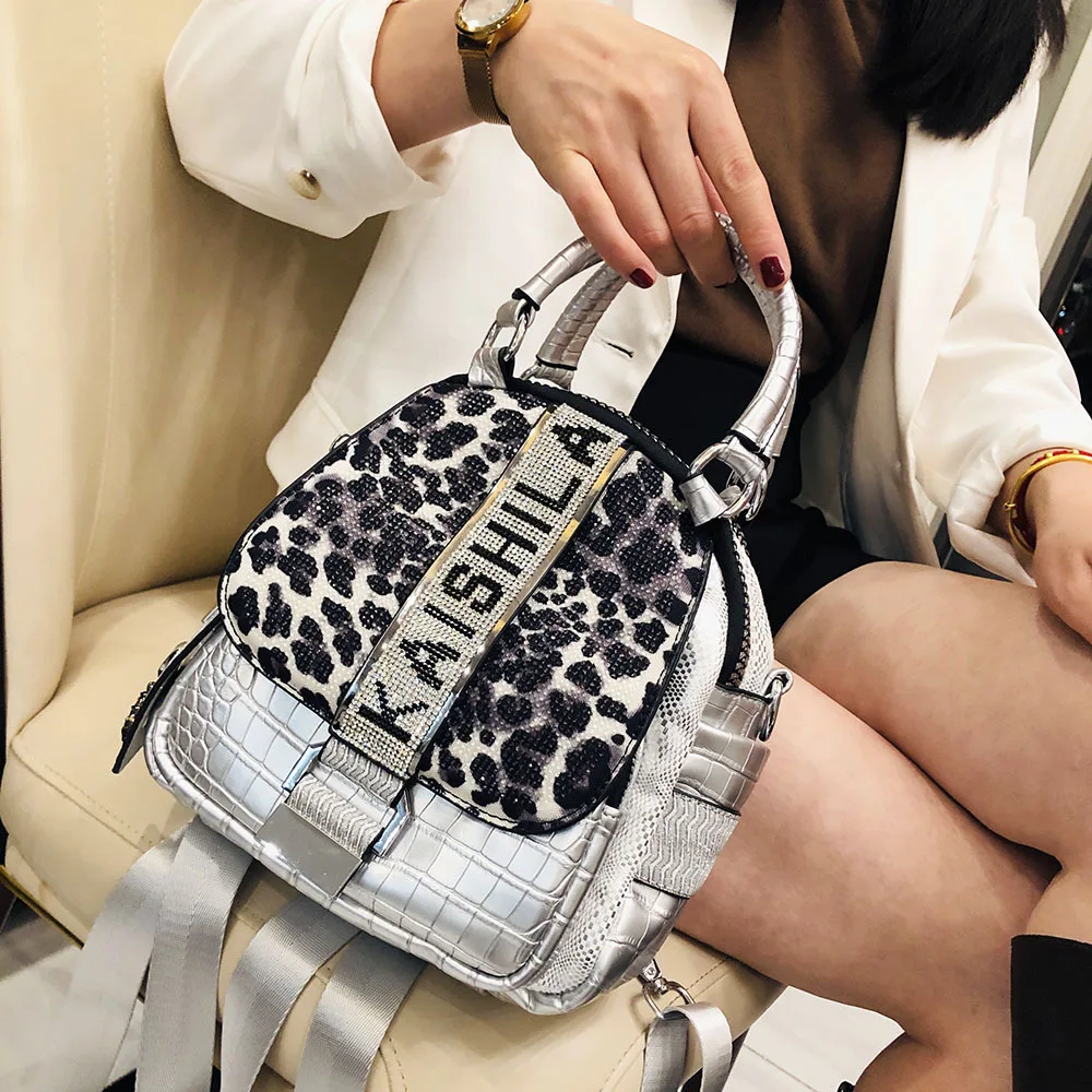 

Sexy Leopard Print With Diamond Shell Shaped Shoulders Women Bag Europe And United States Fashion Trend Multi-functional Handbag