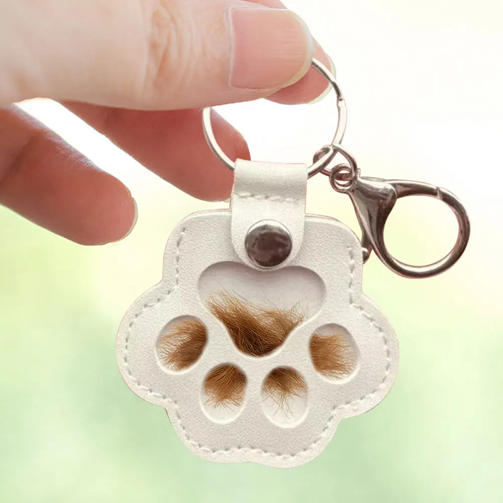 Adorable Paw Print Keychains Animal Hair Memorial Bottle Keychain Commemorative Pet Hair Storage Bag Keychain for Pet Lovers