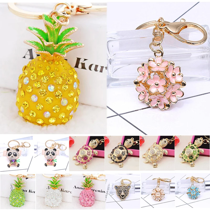 

Boosbiy Small Daisies & Pineapple & Turtle & PandaBag Keychain For Lovers Gift Trinket Lovely Keyring For Women