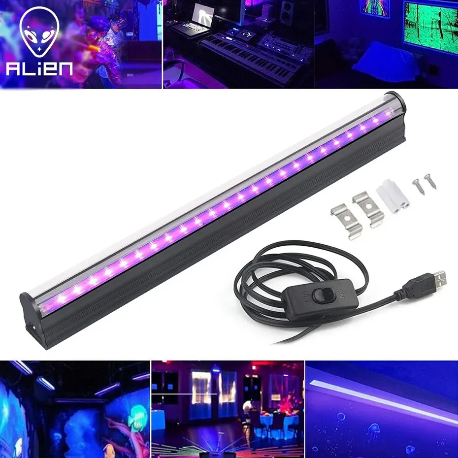 LED Stage Light LED Black Light 6W 395nm T5 UV Blacklight Bar for Fluorescent Tapestry Poster Body Paint Glow Halloween Decor