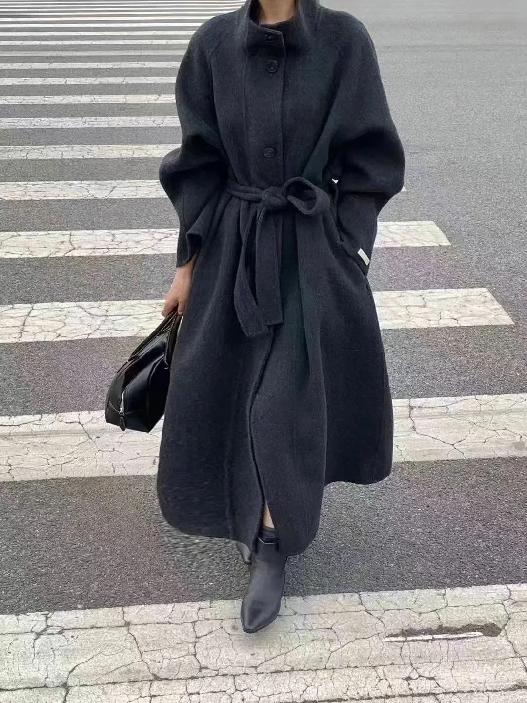100% Wool Windproof Convertible Collar Women Wrap Overcoat