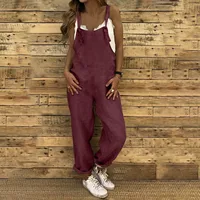 Women Plus Size Overalls Jumpsuits Casual Solid Loose Dungarees Romper Baggy Retro Fashion Trend Classic All-Match Jumpsuits - Image 4