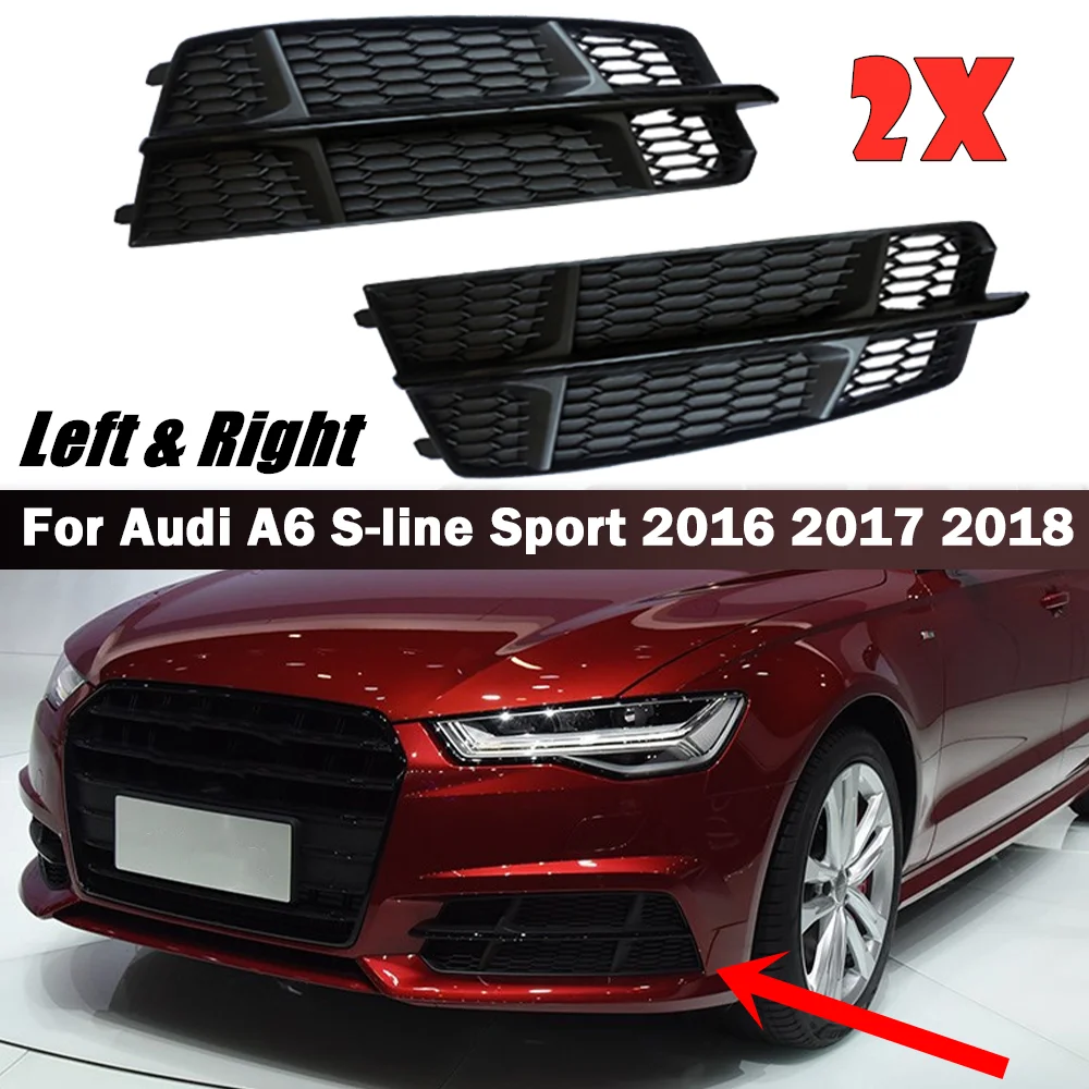 

Car Front Bumper Fog Light Grille Fog Lamp Grill Cover Trim For Audi A6 C7 S-line Sport 2016 2017 2018 4G0807681AN 4G0807682AN