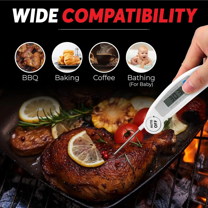 Foldable Thermometer Drink Measuring Tool Kitchen Oil Coffee Thermometer Barbecue Milk Water BBQ Digital Meat