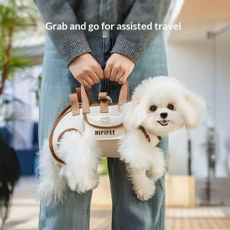Borsa da trasporto portatile per animali domestici, cani e gatti, con clip per imbracatura, tracolla regolabile, per viaggi, escursioni e uso quotidiano - immagine 3