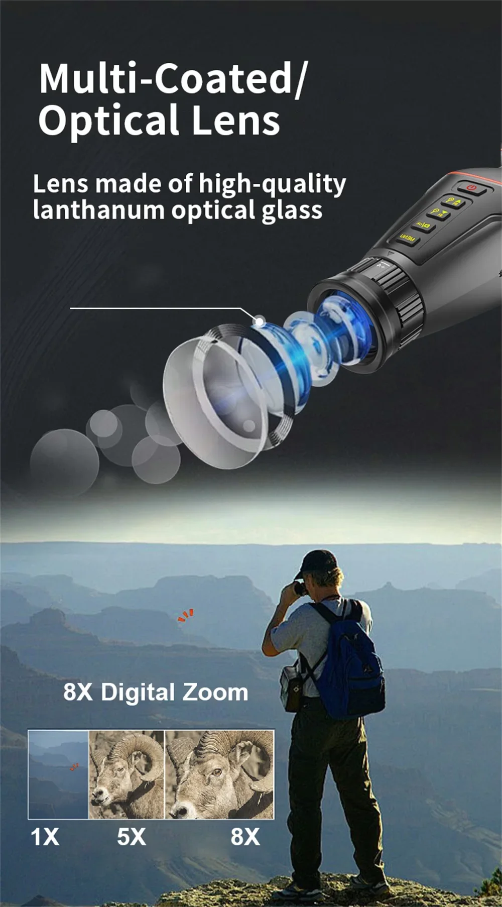 Monocular Night Vision Device 4K UHD Infrared Camera 8X Digital Light Zoom Hunti