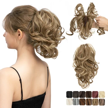 SARLA Synthetic DIY Claw Clip-In Ponytail Hair Extensions Hairpiece Hair Bun - Fake Black Blonde Natural Hair False Pigtail for Women