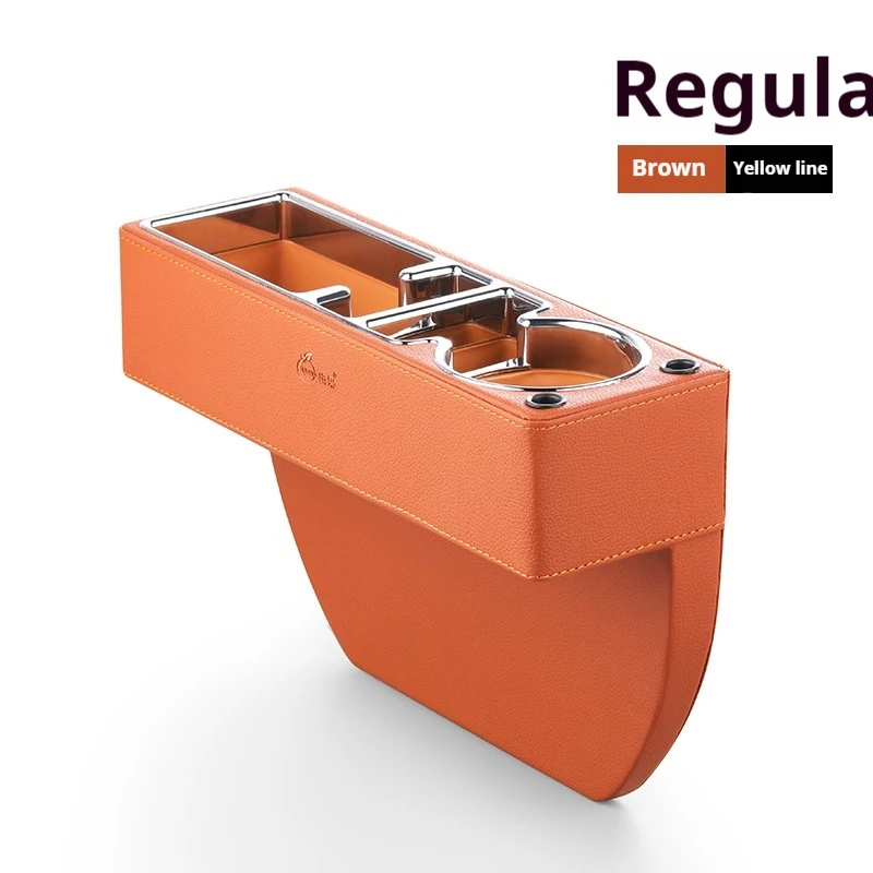 thumbnail image 1 of Organizador para rellenar el hueco del asiento del coche con portavasos, bolsillo lateral de la consola del asiento delantero con cargador USB doble, interior de cuero PU para el coche, 1 of 5
