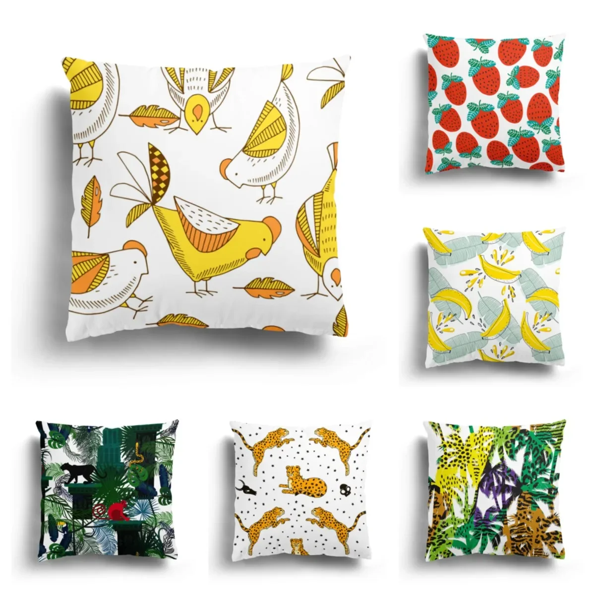 

Fashion Pillowcase Cushion Cover Home Decor Sofa Cartoon Leopard Chicken Strawberry Banana