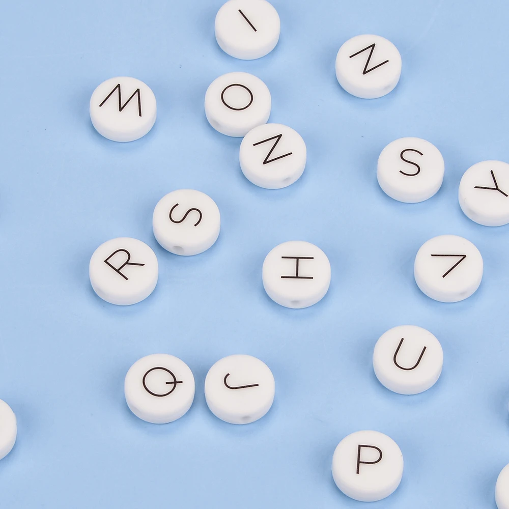 LOFCA 12 mm, 70 Stück, flache, runde Silikonperlen, Lebensmittelqualität, Buchstaben, Alphabet, personalisierter Name, DIY-Schlüsselanhänger, Perlenschmuck, Zubehör – Detail 13