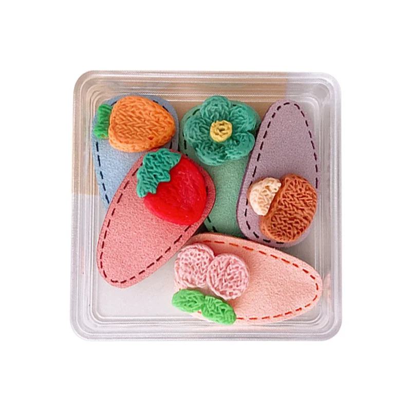 5pcs/box Mini Korean Hairpins for Baby Girl Small Cute Floral Fruit Heart Hair Clip Bang Side Clip Baby Girl Hair Accessories 4