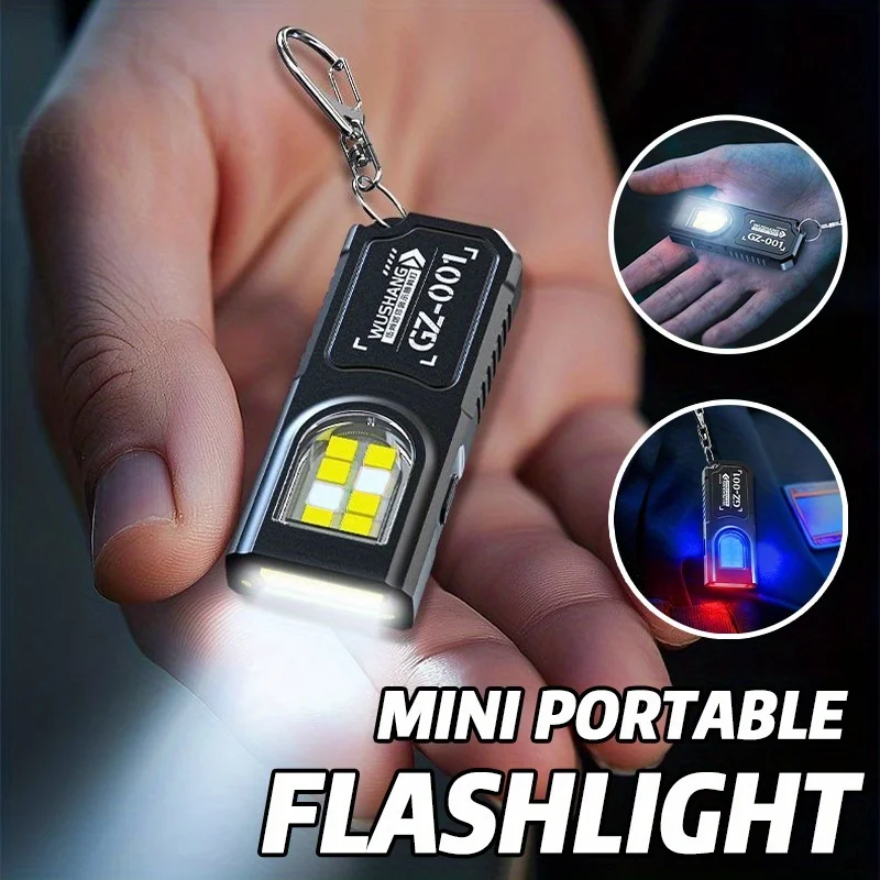 Mini lampe de poche porte-clés LED COB puissante, Rechargeable par USB C, lampe de travail suspendue, étanche, lampe de poche pour Camping et marche