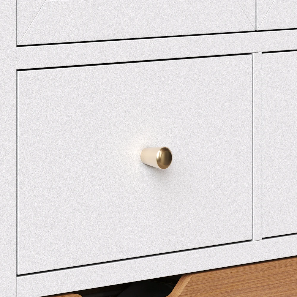 80x40x140cm Küchenschrank, Mehrzweck-Buffet, Snack-Schrank, Aufbewahrungsmöbel mit zwei Türen und fünf Schubladen, Schwarz/Weiß – Detail 15