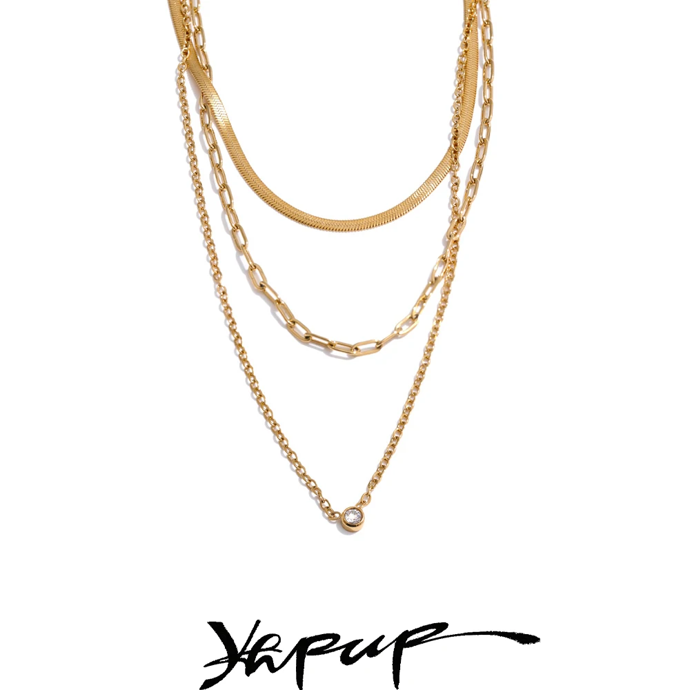 Yhpup Stainless Steel Layered Necklace
