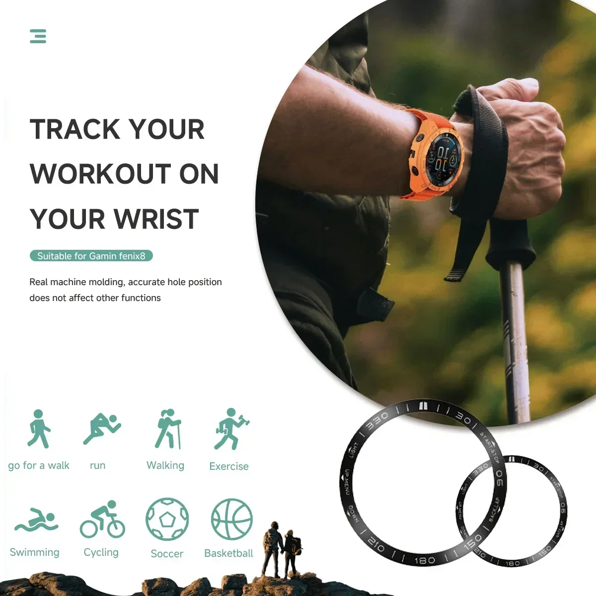 Durable Metal Bezel Ring with Time/Speed Scale & Scratch-Proof Protection