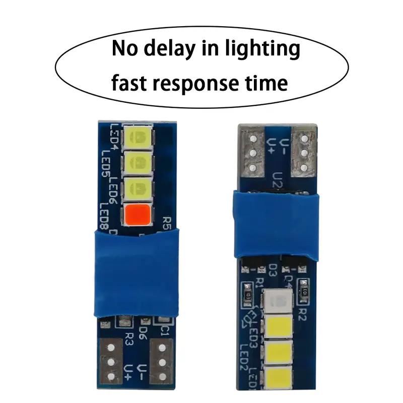 2pcs Canbus W5W T10 8smd 2835 Auto Wedge Light Car Interior Reading Lamp No Error Door Parking Bulb Blue Yellow Pink to white - Image 4