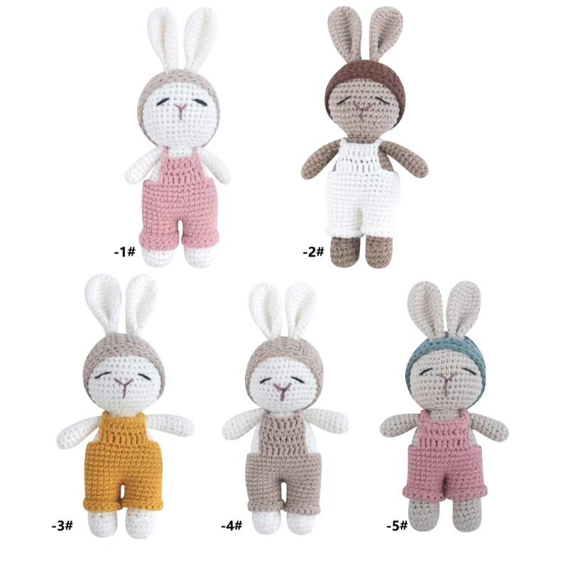 Cartoon Rabbit Rattle Toy Lovely Rabbit Shape Crochet Rattle Photography Toy Toddler Children Appease Sleeping Gift Dropship fashion denim baby hat 2023 children s sun shading open top hat baby boy sunscreen hat newborn photography props