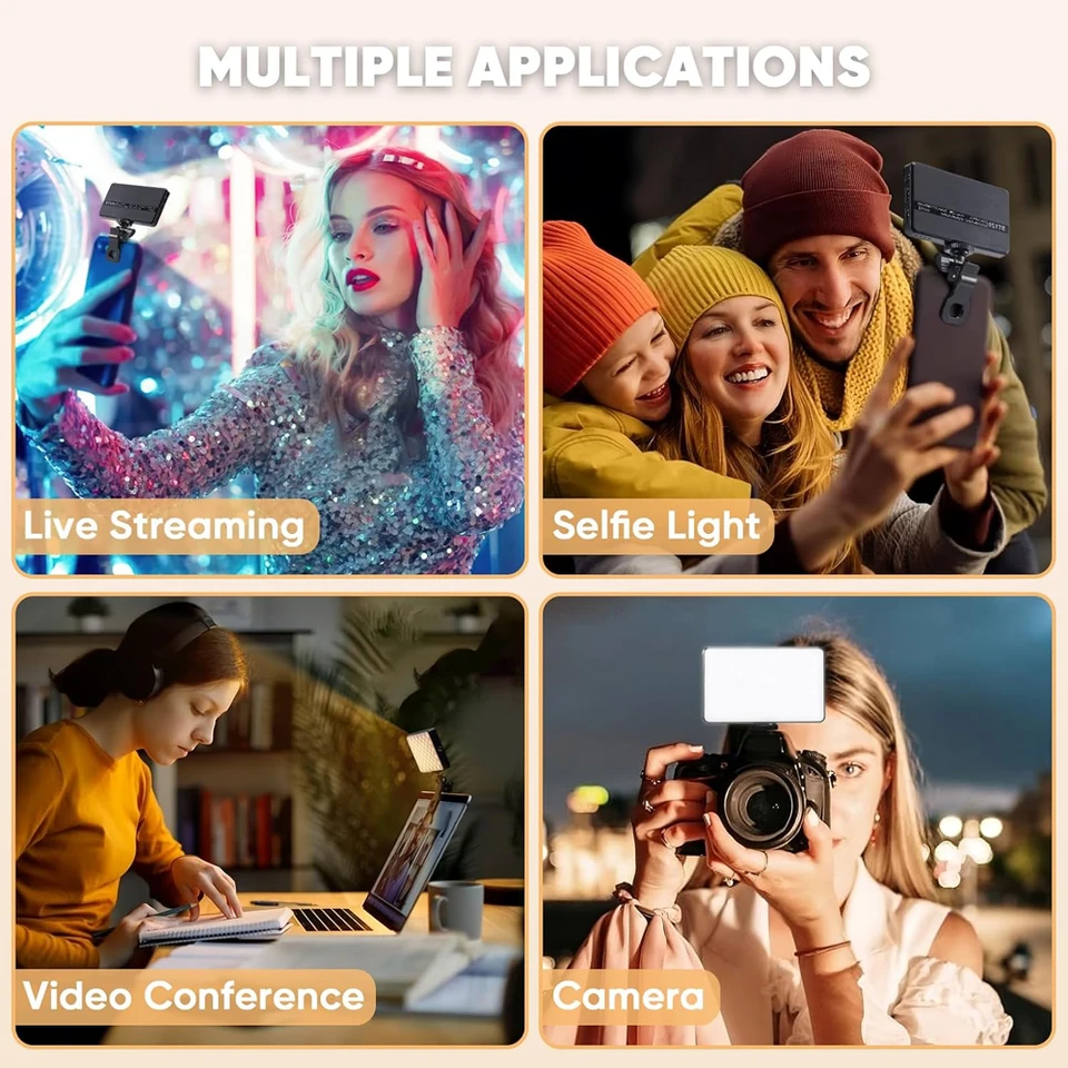 Luce Selfie ST-120 LED Ricaricabile Con Clip Posteriore Per IPhone/Tablet - Batteria 3000mAh, Telecomando, 3 Modalità E 10 Livelli Di Luminosità - 2