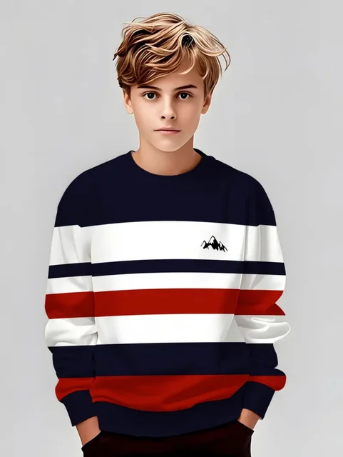 الخريف الكلاسيكية Boyst-قميص في الهواء الطلق جولة الرقبة طويلة الأكمام أعلى شريط ثلاثية الأبعاد طباعة الشارع فضفاض تي شيرت الراحة ملابس الأطفال 1