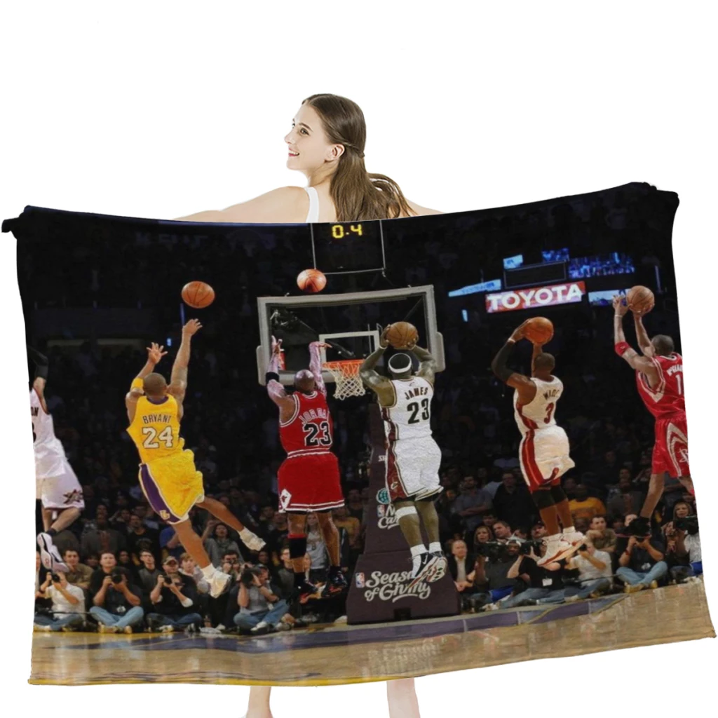 

NBA All-Star Hall of Fame Basketball Never Stops Flannel Blanket Thickened Extra Soft Nap Warm Winter Plush 3D Printing
