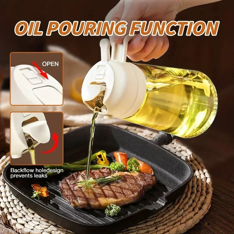 500ml Plastic Spray Oil Sprayer 2-in-1 Bottle Spray Oil Dispenser Oil Jar Cruet BBQ Kitchen Baking Roasting Picnic Kitchen Tool