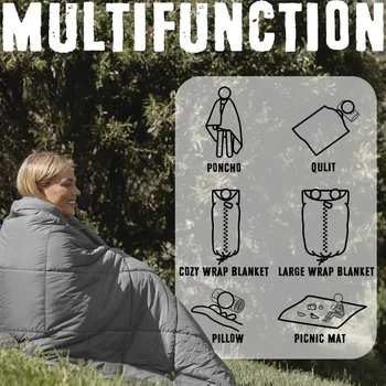 NEW Thinsulate Insulation Puffy Camping Blanket , Queen Size Warm Camping Quilt with Zipper, Waterproof Outdoor Sleeping Bag 1