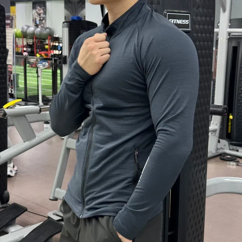 Men's Gym Tights Jacket Running Training Elastic Outerwear Outdoor Cycling Sweatshirt Dry Fit Breathable Compression Tops sports jacket men sports tights