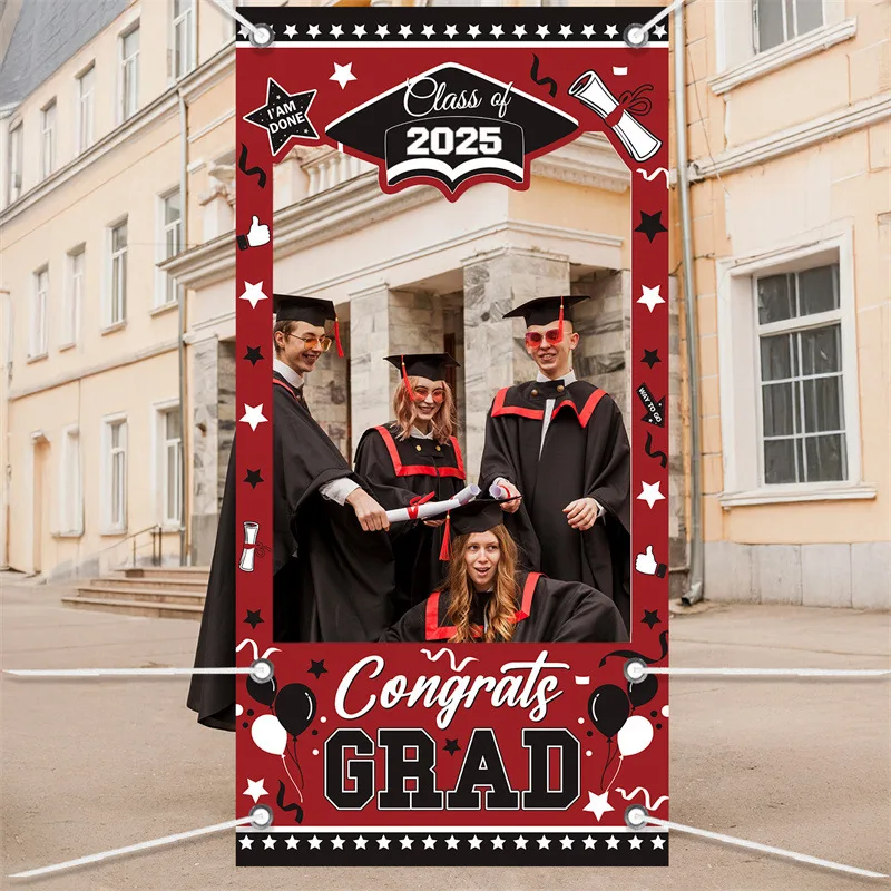 1 STÜCK 2025 Abschluss-Fotokabinen-Requisiten-Rahmenbanner für die Klasse von 2025 Absolventenparty-Aufnahmen Fotohintergrund-Requisite Dekorzubehör