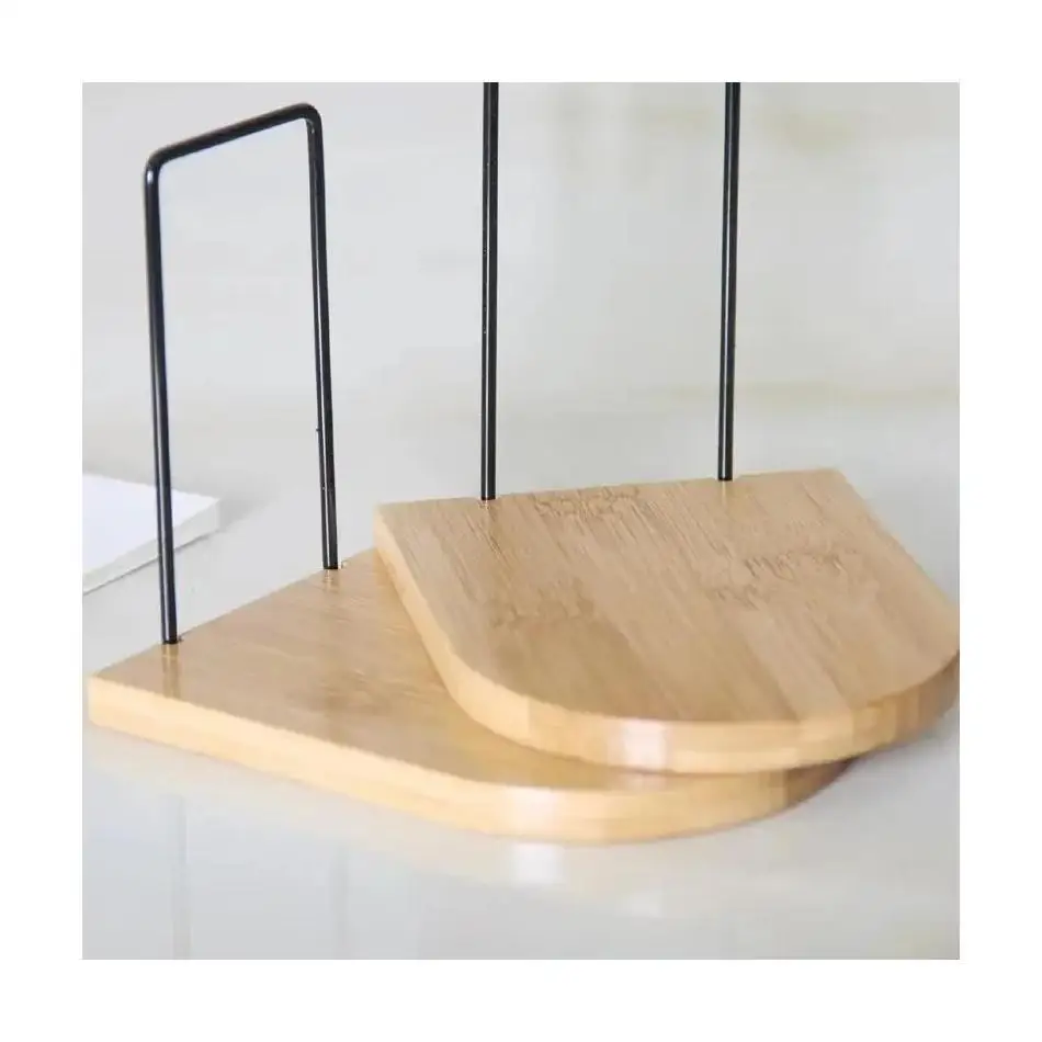 Desktop Bookend Holder Office School Supplies Accessory Stationery Bookends for Magazine Simple Style Wood Iron Book End Shelf