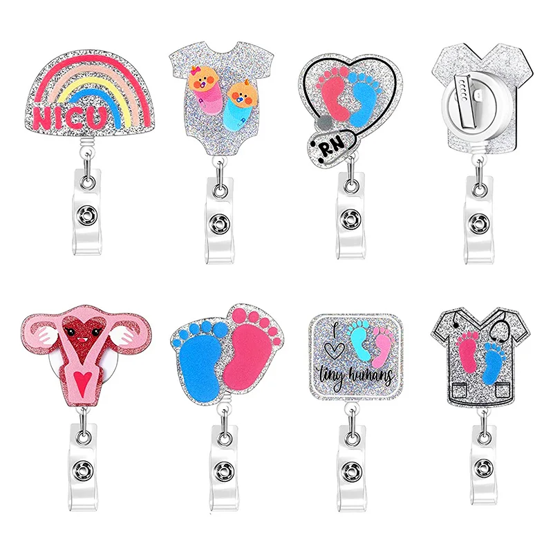 

Shiny PVC Cherish Baby Style 360° Retractable Badge Reel Nurse Doctor Card Holder Office Hospital Name Card Supplies
