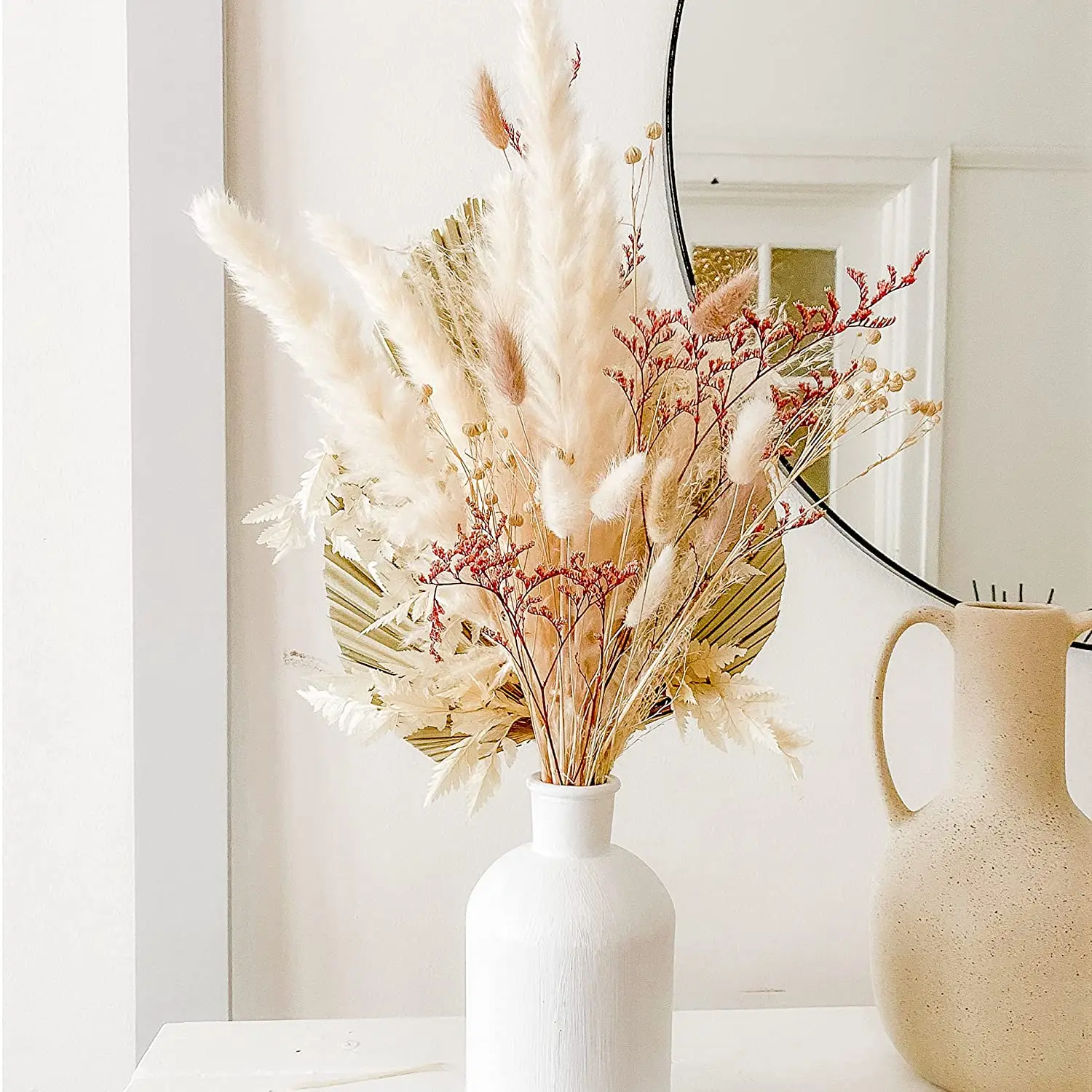 

Dried Pampas Grass, Palm and Dried Flower Bouquet for Vase Natural Pampa Party Gifting, Boho Decor Weddings or Home Decorations