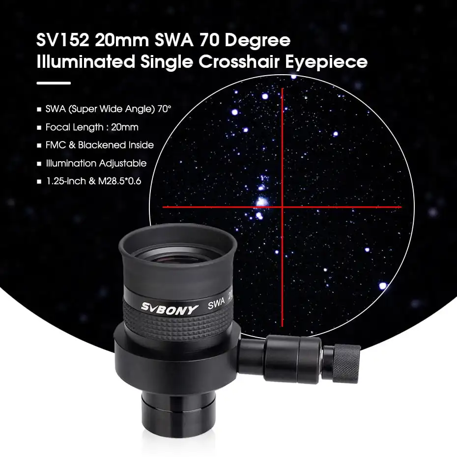 Svbony SV188P dielektrische Spiegelstern-Diagonale, dielektrische Beschichtungen mit 99 % Reflexibilität und beleuchteten SWA-Okularsätze SV152 – Detail 5