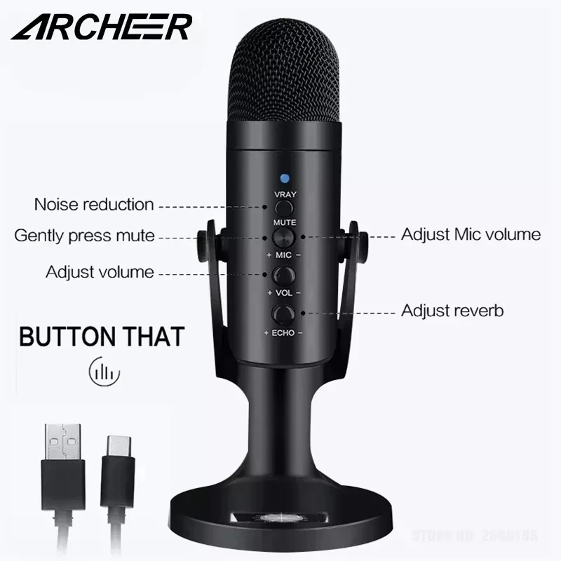 Archeer Mu900 Usb Condenser Microphone Stand Gaming Streaming Monitor