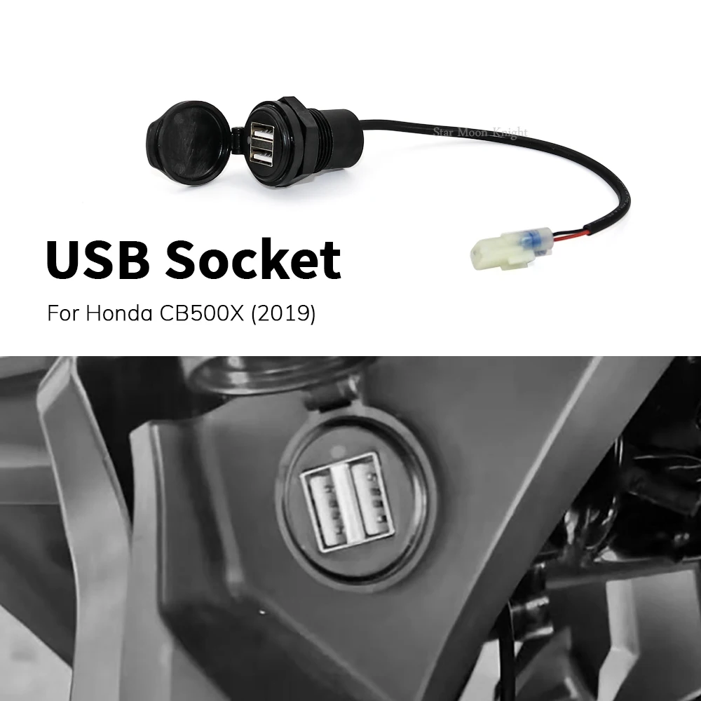 

Socket Splitter 2 USB Charger Cover Car Charger with Led Light Power Adapter Motorcycle Socket Mount For Honda CB500X 2019