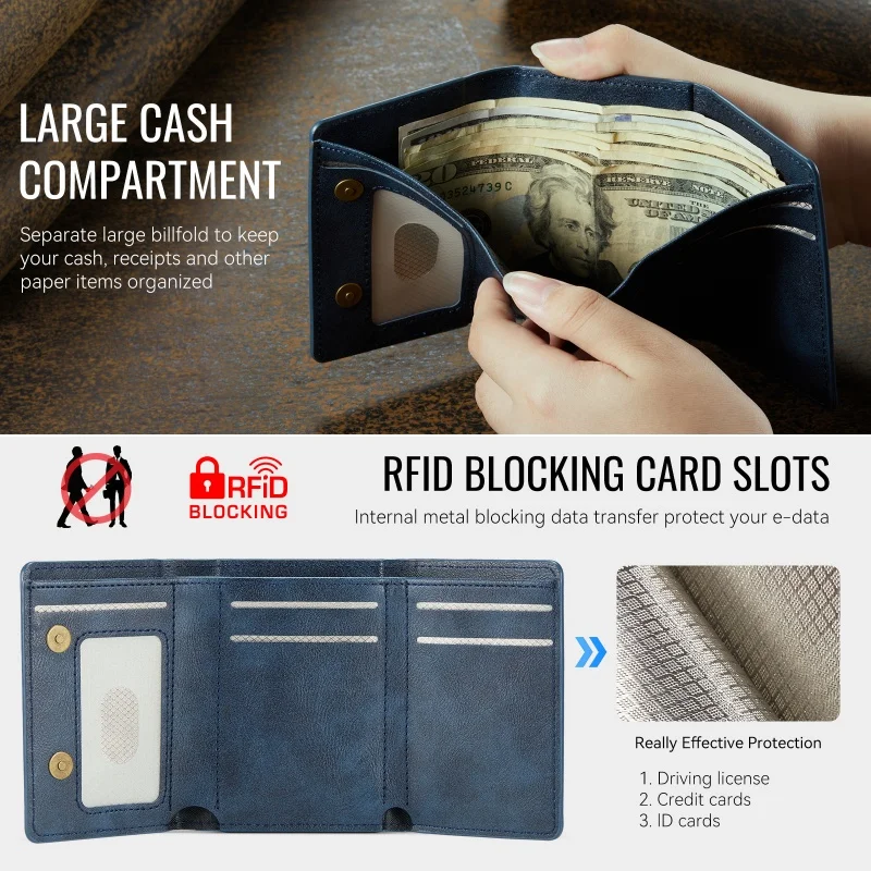 Premium PU Leather Magnetic Wallet Phone Card Holder - Strong Magnet Case