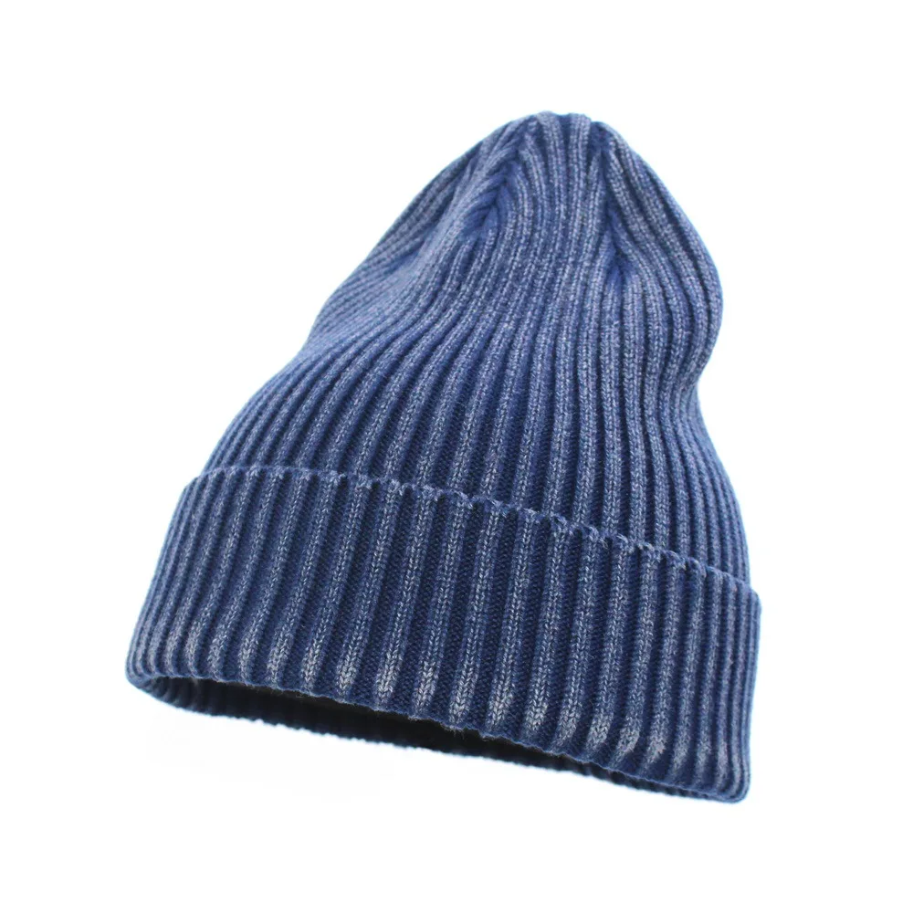 

Distressed 100% Cotton Beanie for Men Women Washing Soft Purple Navy Warm Thick Knitted Ribbed Running Winter Skull Hat
