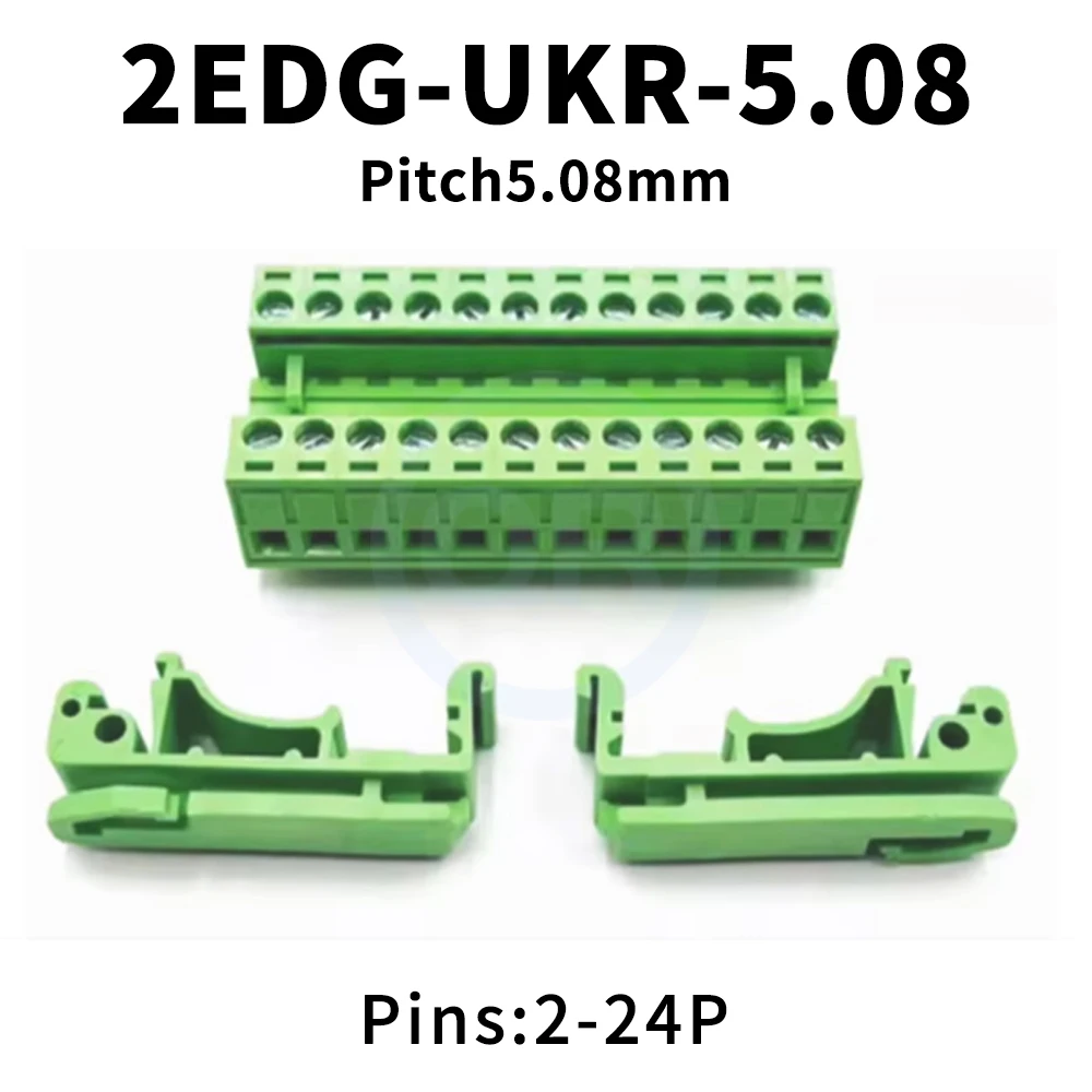 (5 Stück) KF 2EDG UKR 5,08mm DIN-Schienen-Steckklemmenblock, lötfrei, Schienenbreite 35mm (Stecker + Basis + 35mm Pin) 2EDG-UKR 5,08