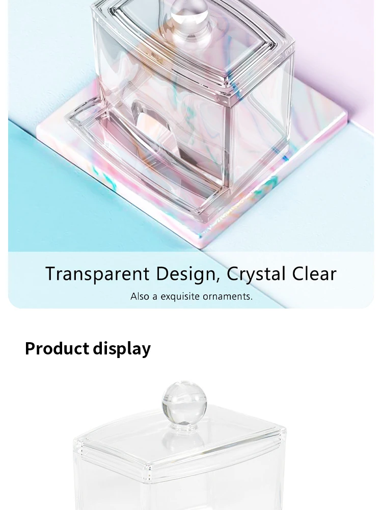 Cotton Swab Ball Storage Box Acrylic Transparent Container Jar_voghion.com