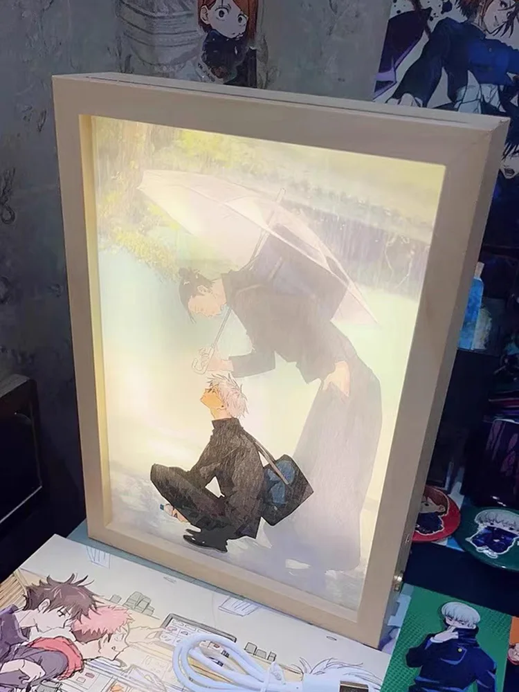 Description Picture 2 of itemAnime Jujutsu Kaisen Figure Led Night Light Anime Figurine Photo Frame Painting Decor Light Bedroom Decoraction Christmas Gifts