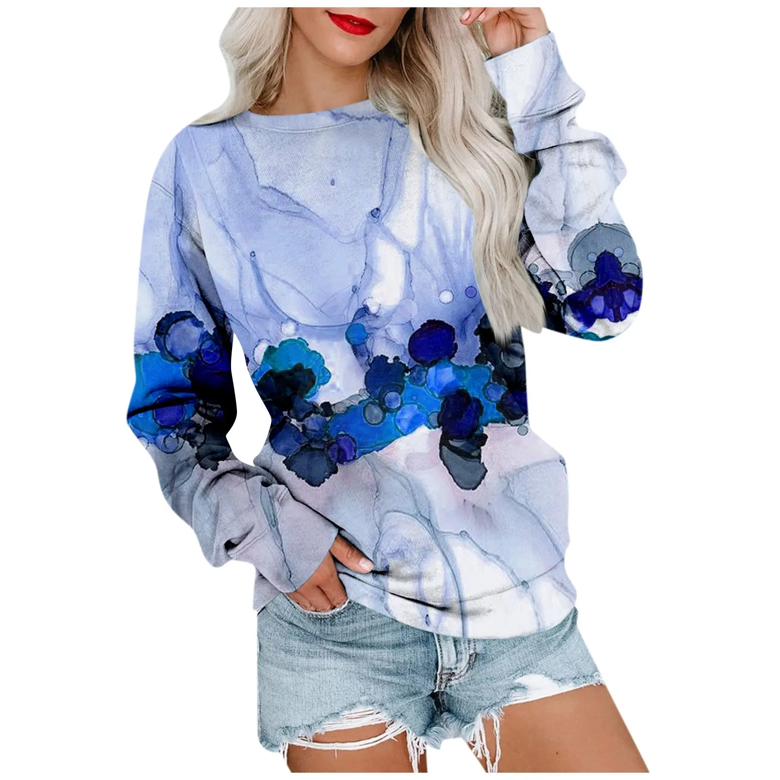 

Winter Clothes For Women Long Sleeve Shirts Cute Print Graphic Tees Blouses Casual Plus Size Basic Tops Pullover Roupas Feminina