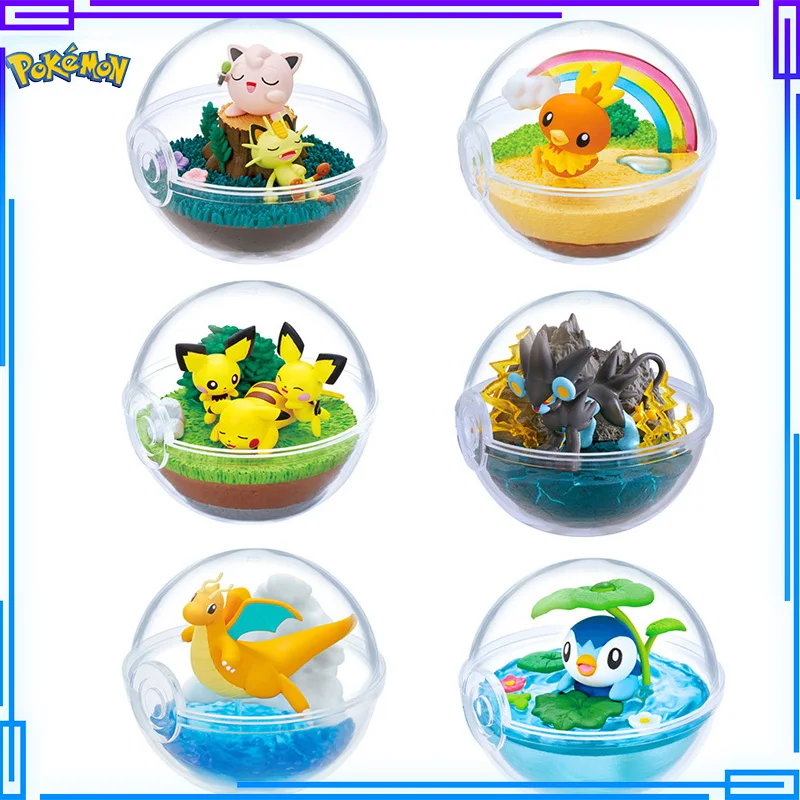 

Re-ment Original Pokeball Terrarium Pokemon Ball Pikachu Figure Pichu Torchic Jigglypuff Meowth Piplup Figurine Series 9