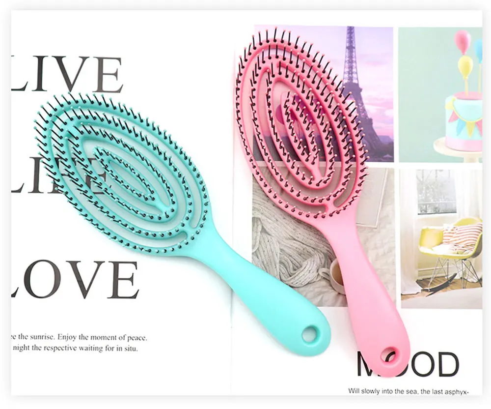 Description Picture 4 of itemRelaxing Elastic Massage Comb Portable Hollow Hair Combs Scalp Massage Brush Salon Styling Tools Solid Color Circular Hair Brush