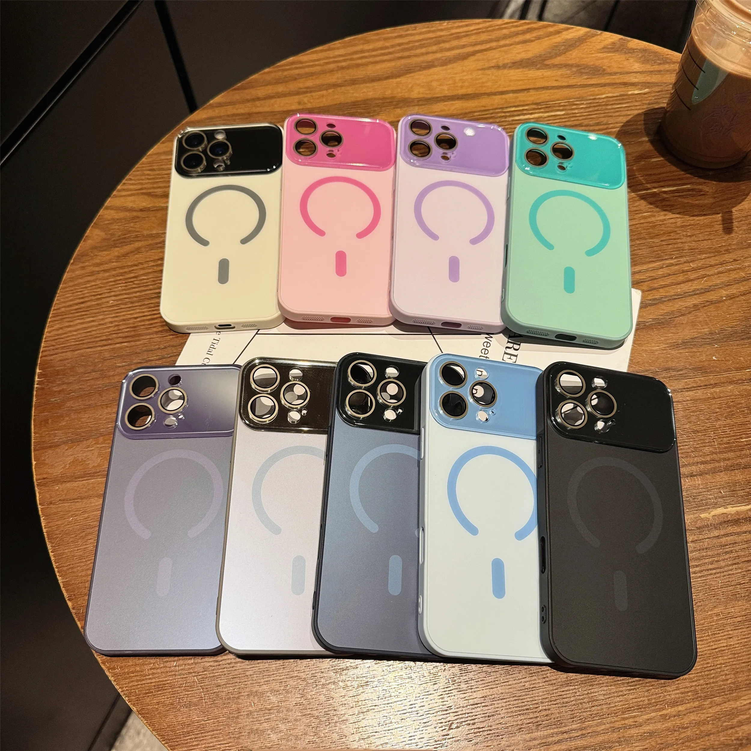 Luxury Magnetic Matte Glass Phone Case with Camera Protection and Large Window Design