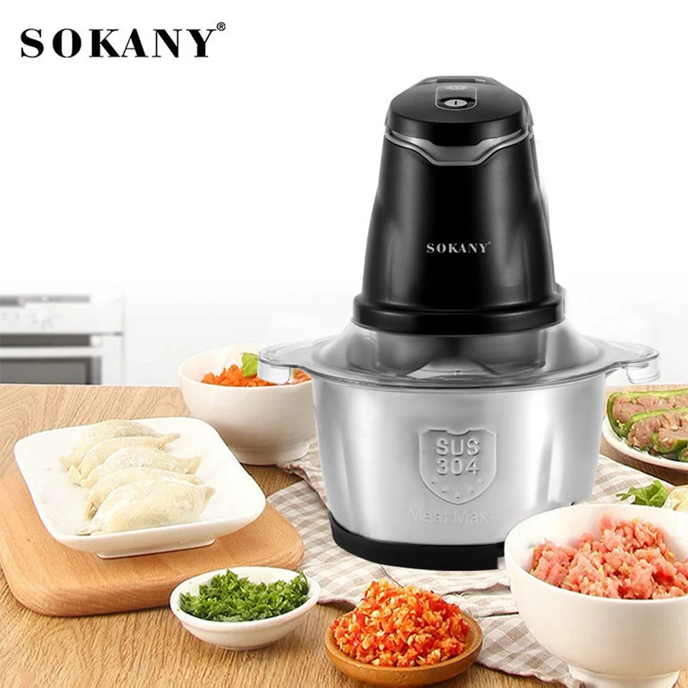 220V 110V Meat Grinder 2L Electric Stainless Steel Food Processors Mixer Vegetable Chopper Blender Machine for Kitchen Home 다지기 2