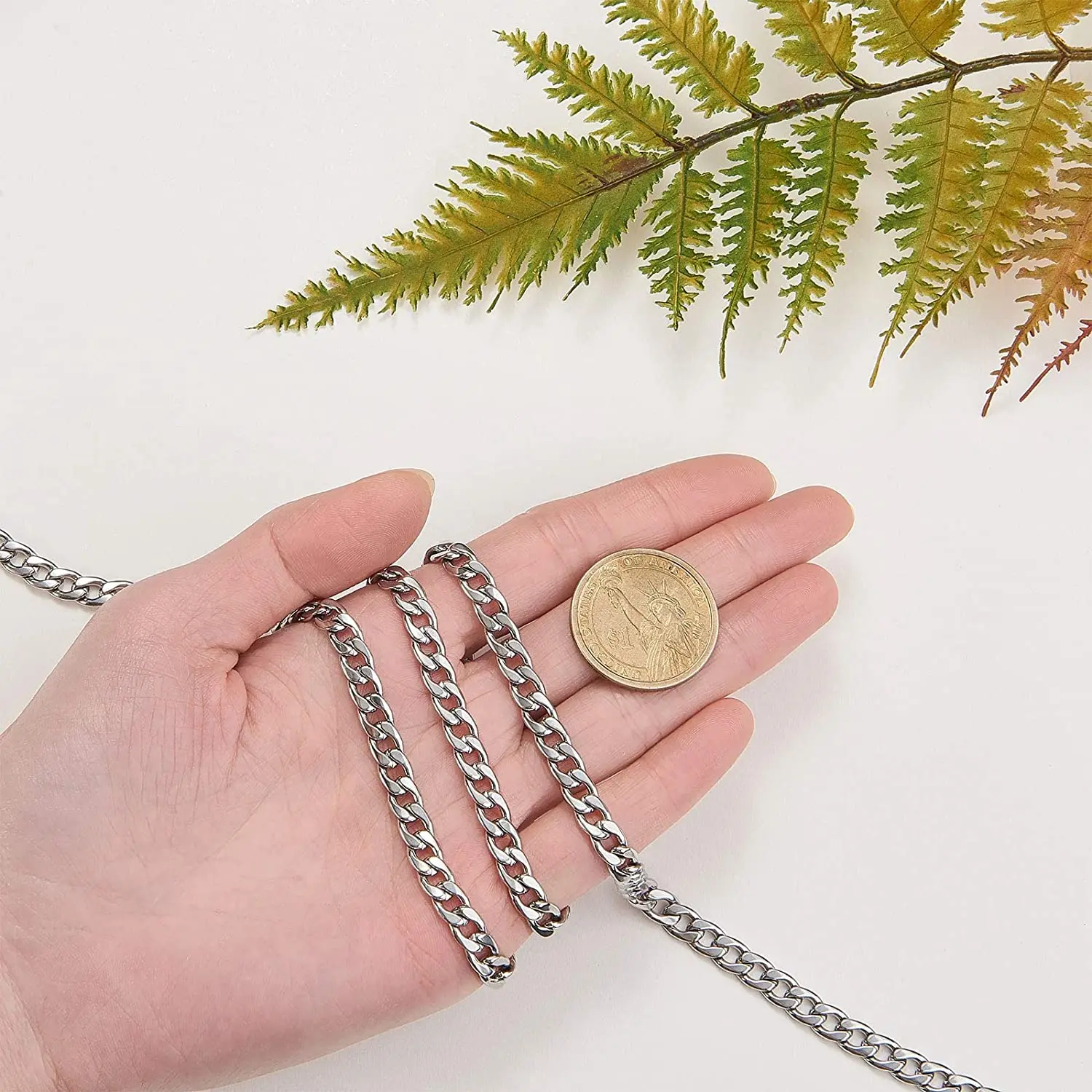 PandaHall 10 m hypoallergene gedrehte kubanische Panzerketten aus Edelstahl 304, ungeschweißte Rolle für DIY-Schmuckherstellung, ca. 10 mm breit
