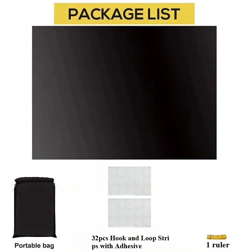 DIY No Drill Blackout Curtains 100% Blackout Curtain Removable Portable Travel Blocking Darkest Window Film Cloth Temporary 6