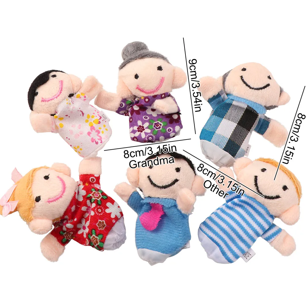 6Pcs 조부모 부드러운 손가락 인형 세트 대화형 교육용 천 벨벳 손가락 안전 미니 베이비 스타킹 스터퍼