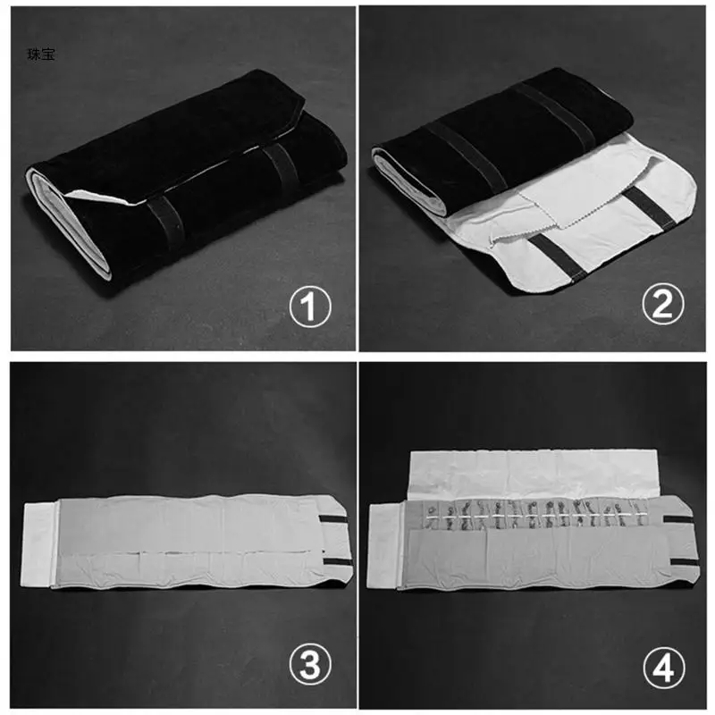 

X5QE Travel Earrings Jewelry Roll Large Bracelet Roll Up for Women Bracelets Bages