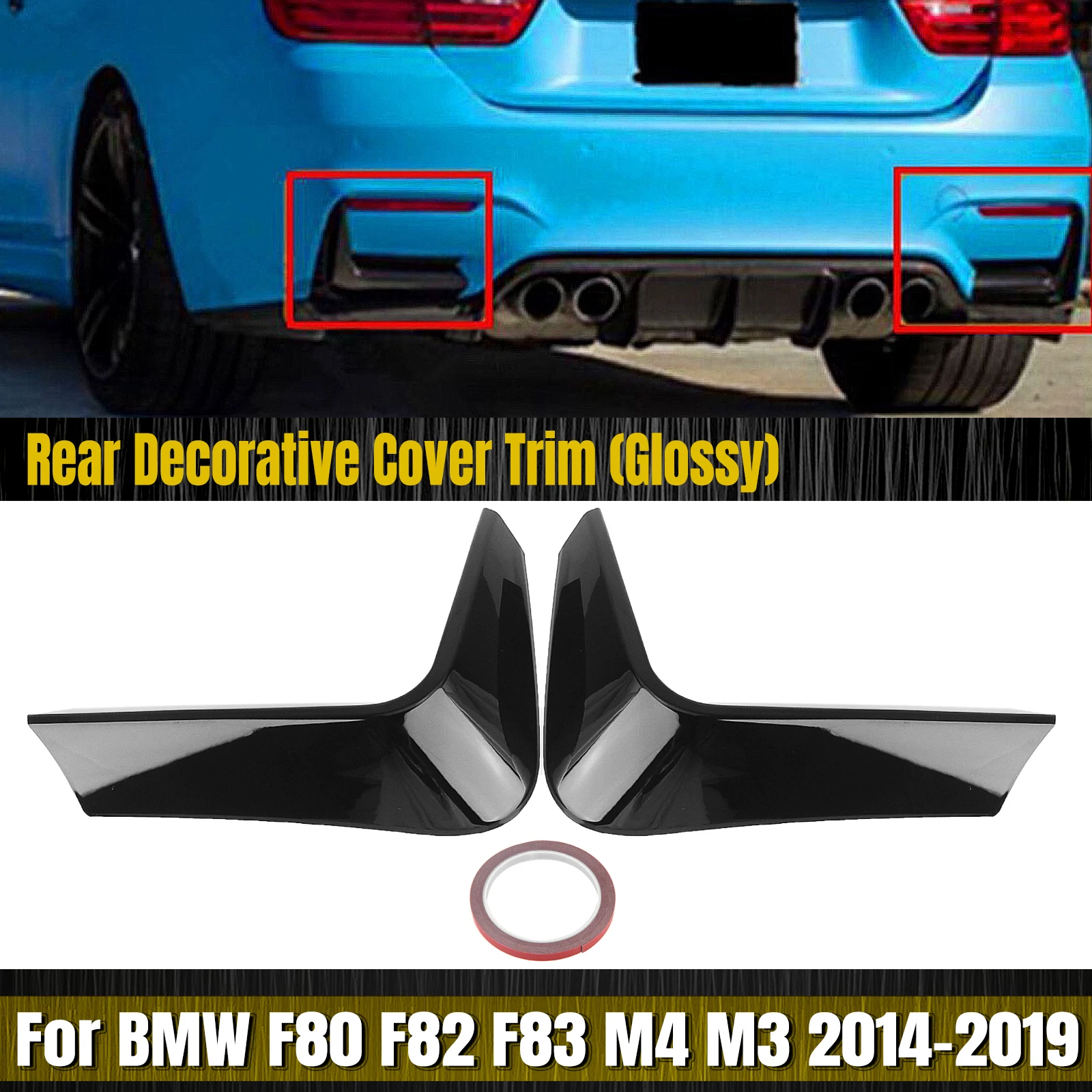 

2PCS Rear Bumper Side Flaps Apron Winglets Corner Spoiler Diffuser Splitter Trim For BMW F80 M3 F82 F83 M4 2014-2020